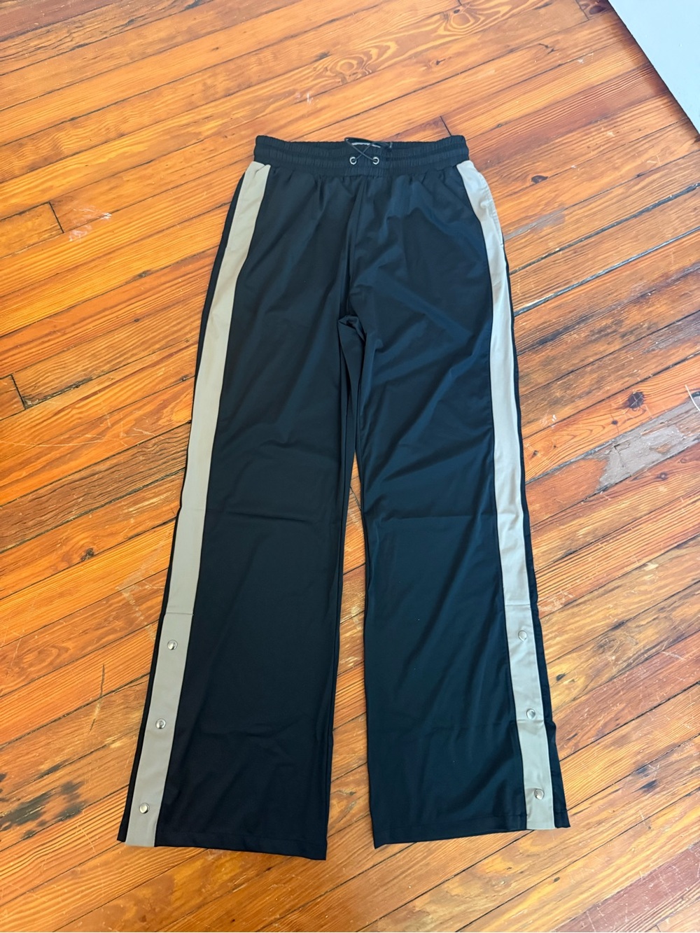 Heroine Sport Black Joggers with Tan Side Stripes